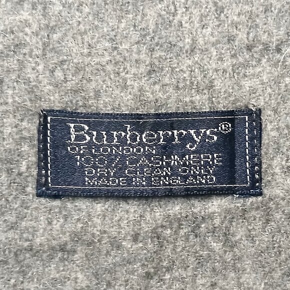 Luxury Vintage Gray Cashmere Burberry Scarf Embroidered Logo Fall Winter Scarves - Picture 6 of 6
